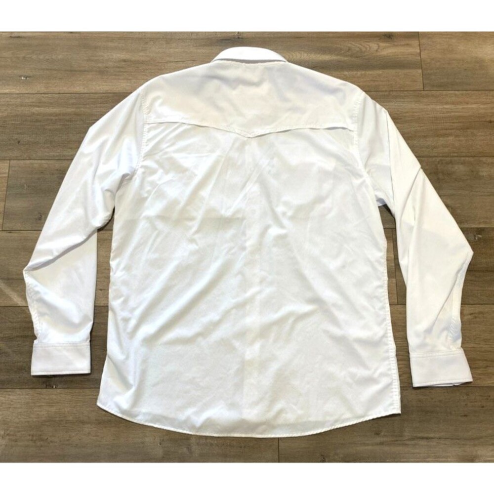 Poncho Slim Fit Western Shirt Mens XL Solid White Pearl Snap Long Sleeve Fishing - Picture 7 of 8